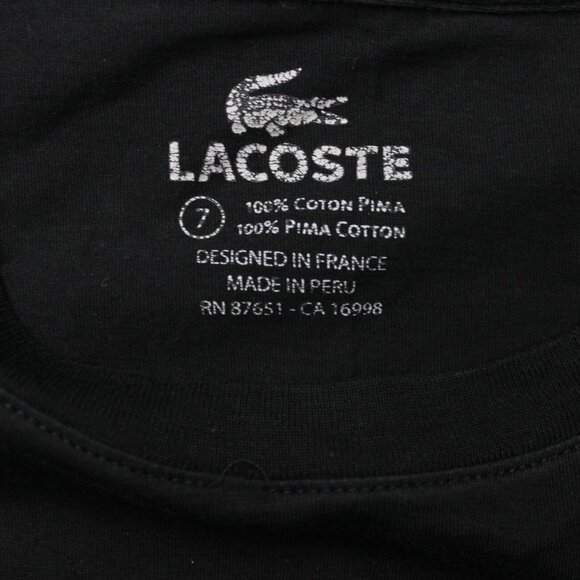 Lacoste Shirt Mens XL Black 100% Pima Cotton Short Sleeve Crewneck Pullover - Picture 6 of 11